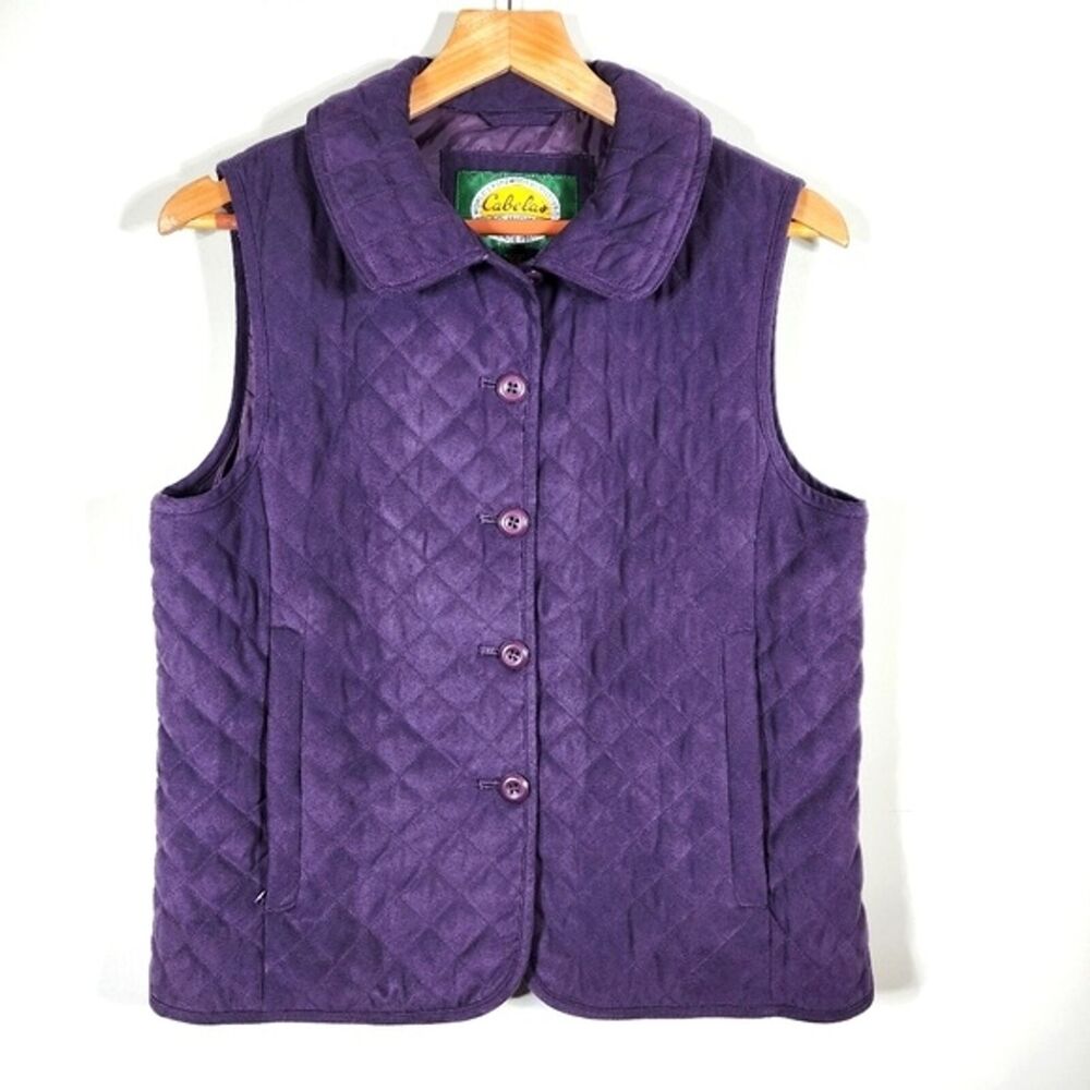 Women's Dark Purple Cabela's Quilted Faux Suede Vest Jacket Size Small